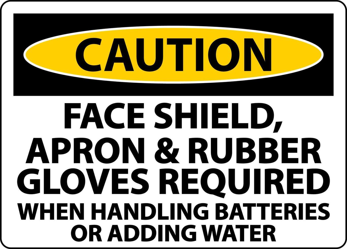 Caution When Handling Batteries Sign On White Background vector