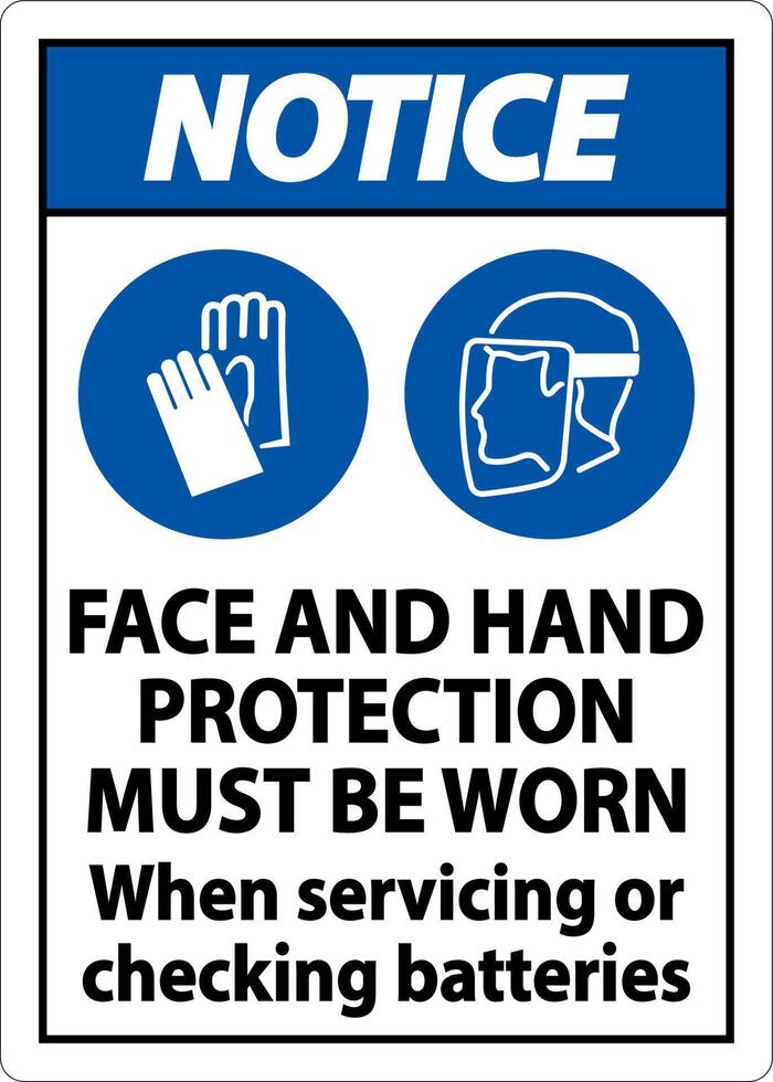 Notice When Servicing Batteries Sign On White Background vector