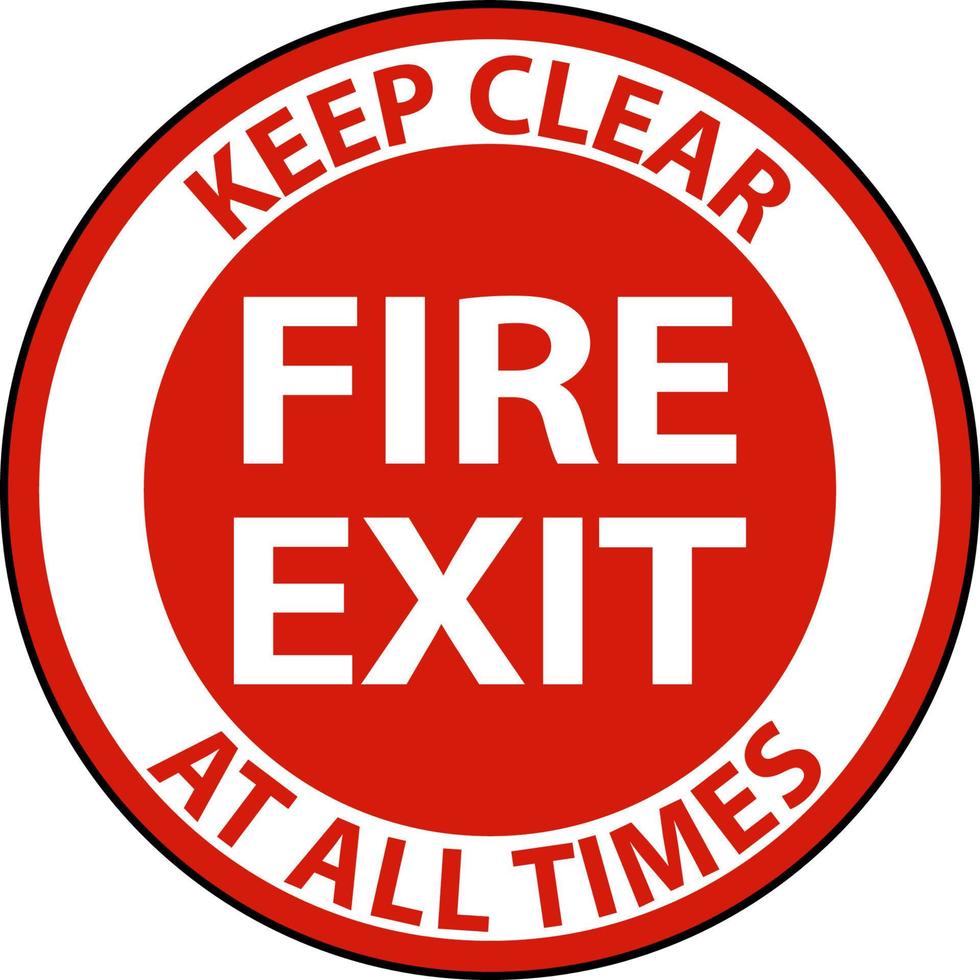 Fire Exit Keep Clear Floor Sign On White Background vector