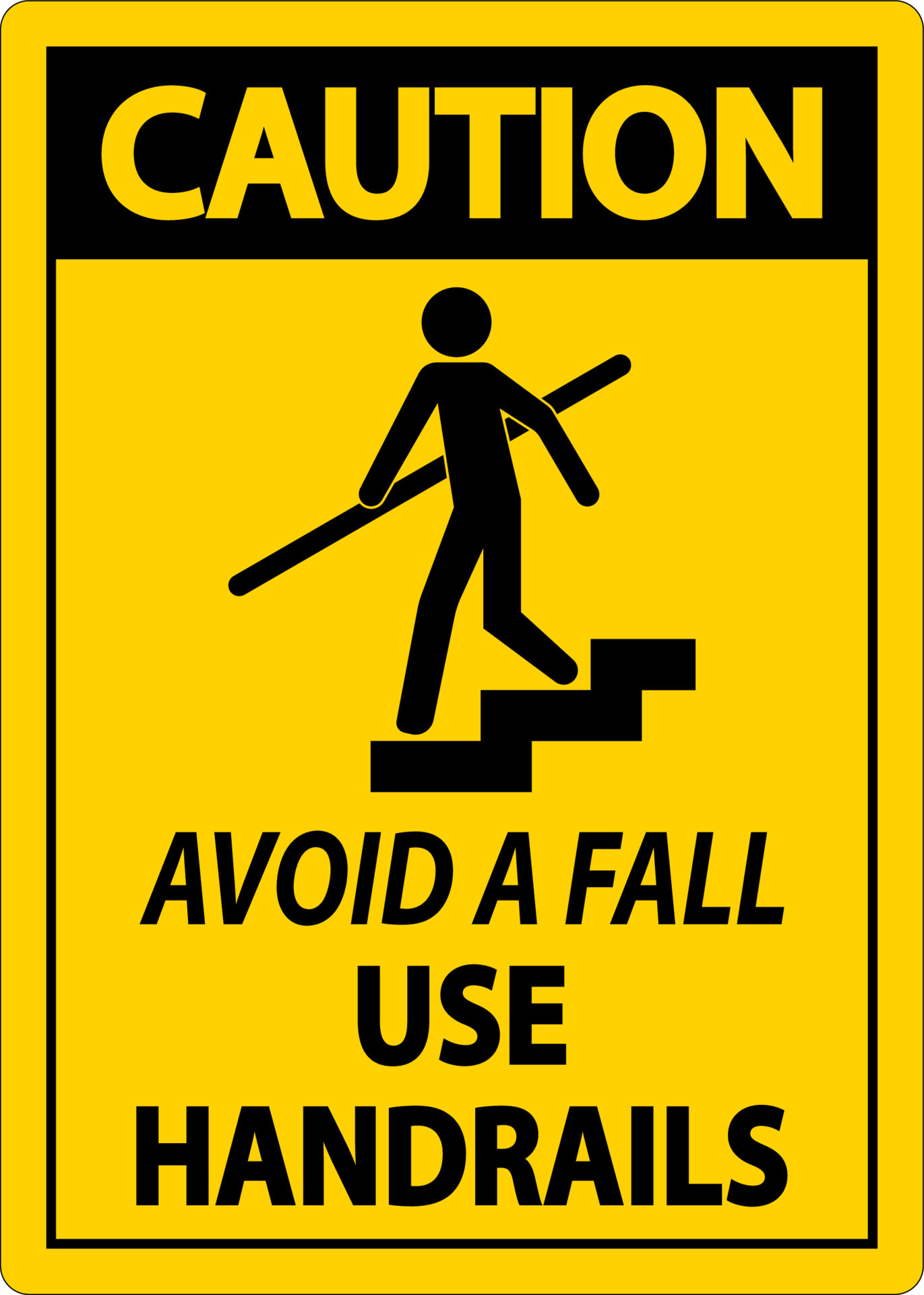 Premium Vector  Sign warning use handrail when going up and down stairs do  not jump steps risk of falling