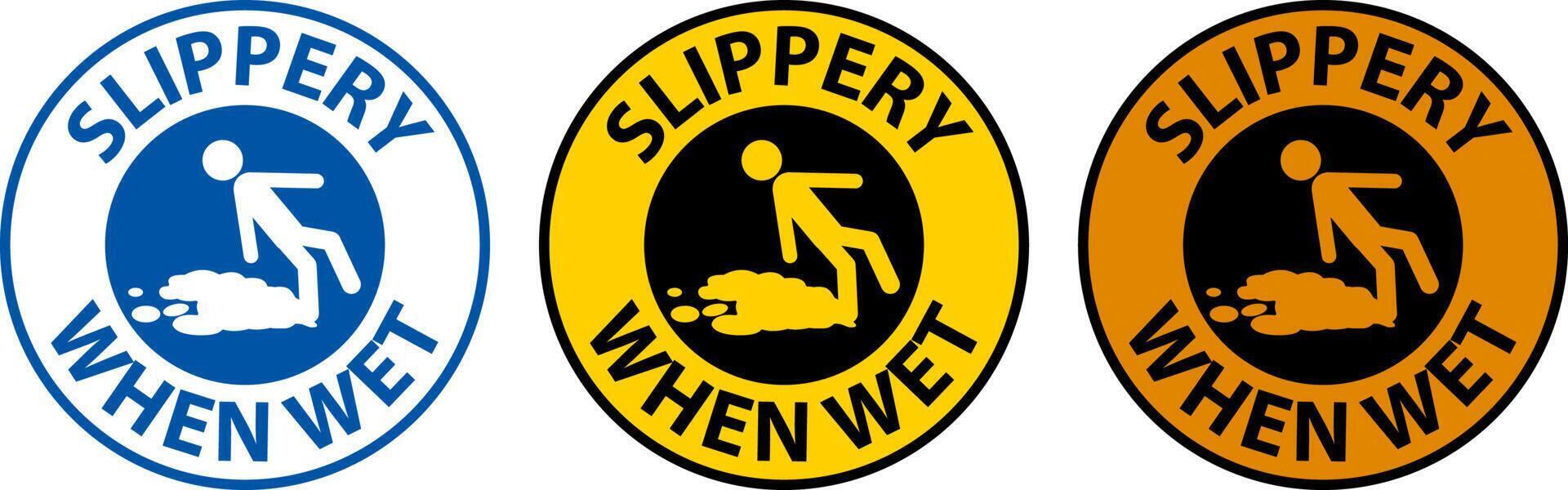 Slippery When Wet Floor Sign On White Background vector