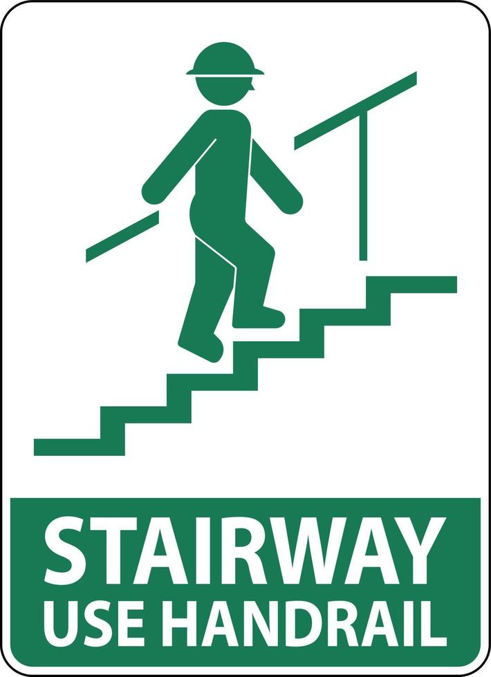 Stairway Use Handrail Sign On White Background vector