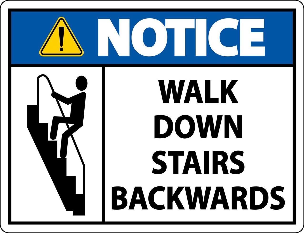 Notice Walk Down Stairs Backwards Sign vector