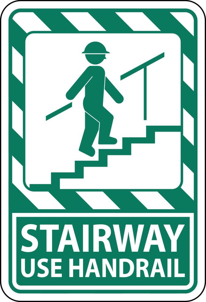 Stairway Use Handrail Sign On White Background vector