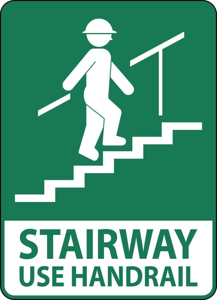Stairway Use Handrail Sign On White Background vector
