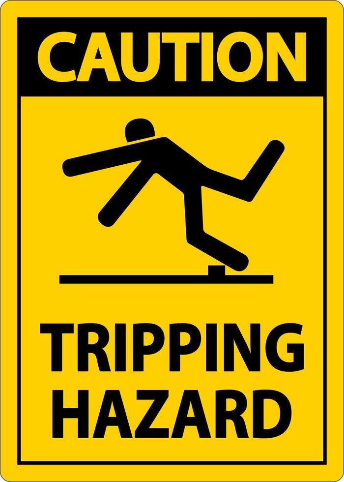 Caution Tripping Hazard Sign On White Background vector