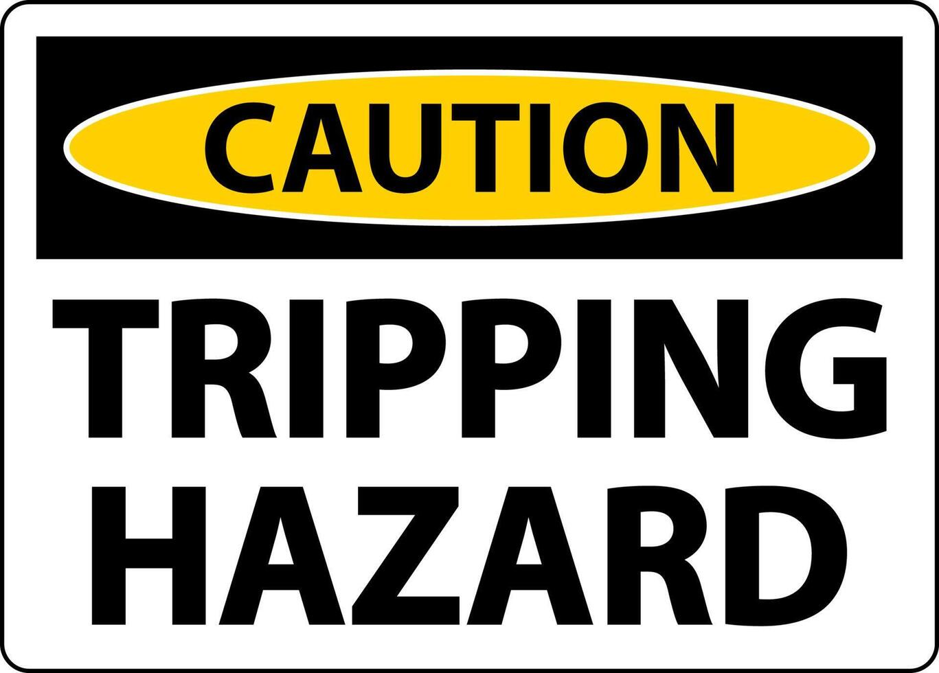 Caution Tripping Hazard Sign On White Background vector