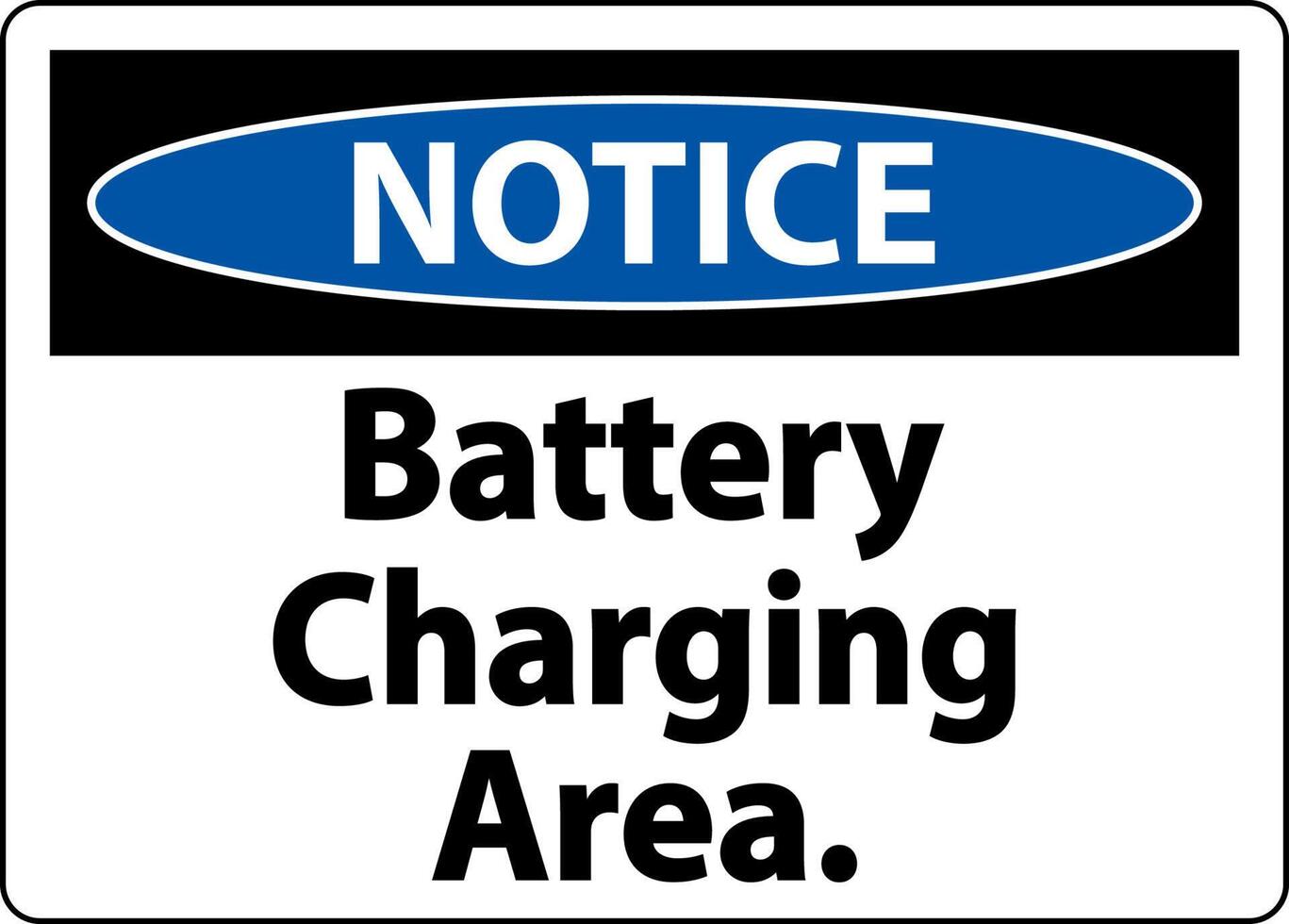 Notice Battery Charging Area Sign On White Background vector