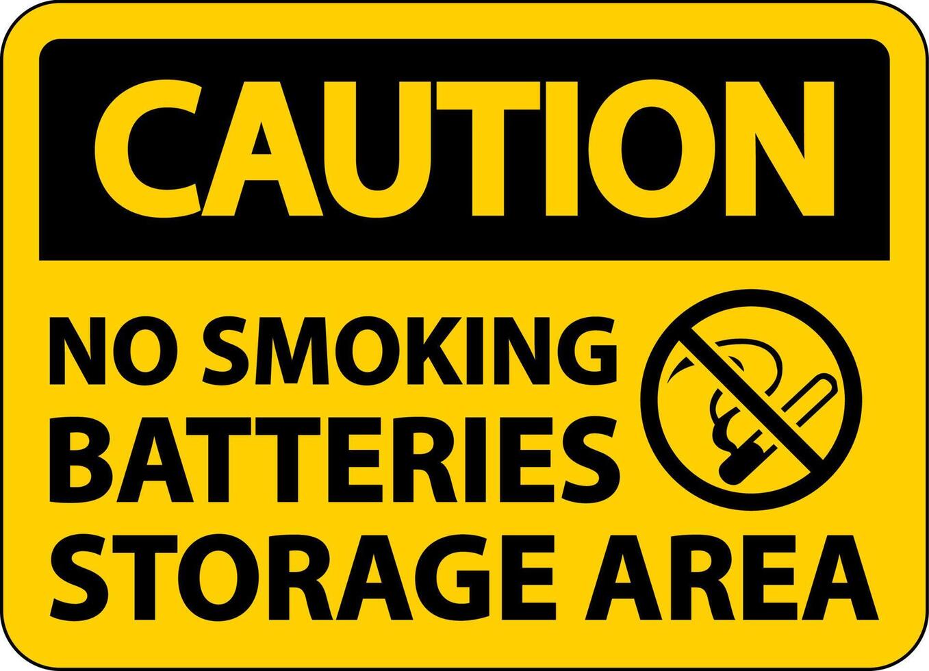 Caution No Smoking Battery Storage Area Sign On White Background vector