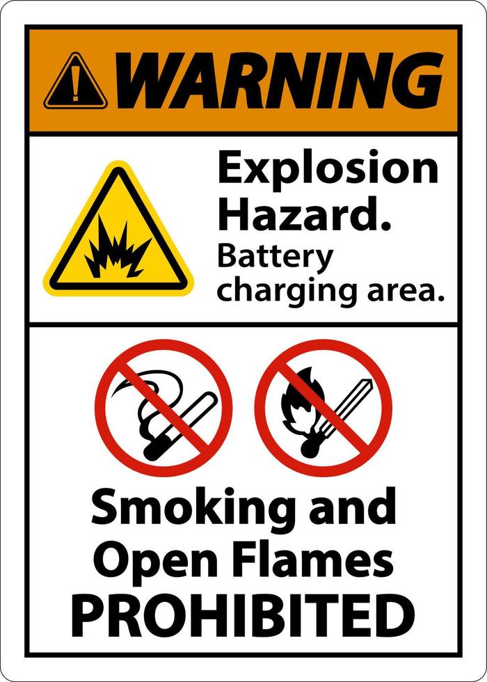 Warning Explosion Hazard Charging Area Sign On White Background vector