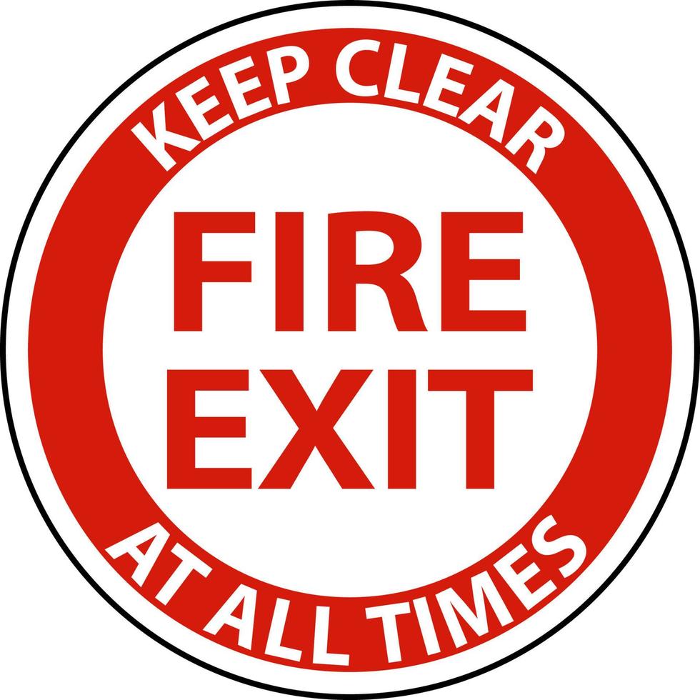 Fire Exit Keep Clear Floor Sign On White Background vector