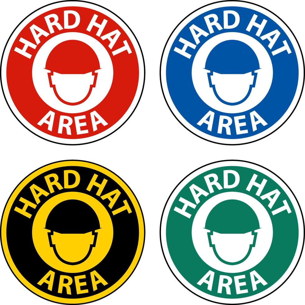 Hard Hat Area Floor Sign On White Background vector