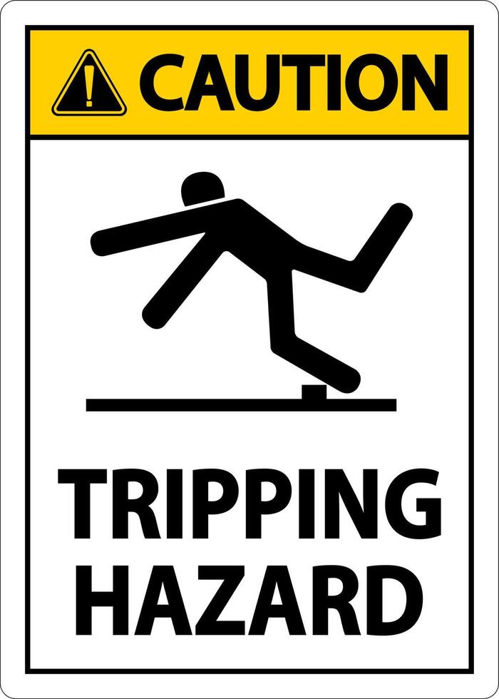 Caution Tripping Hazard Sign On White Background vector