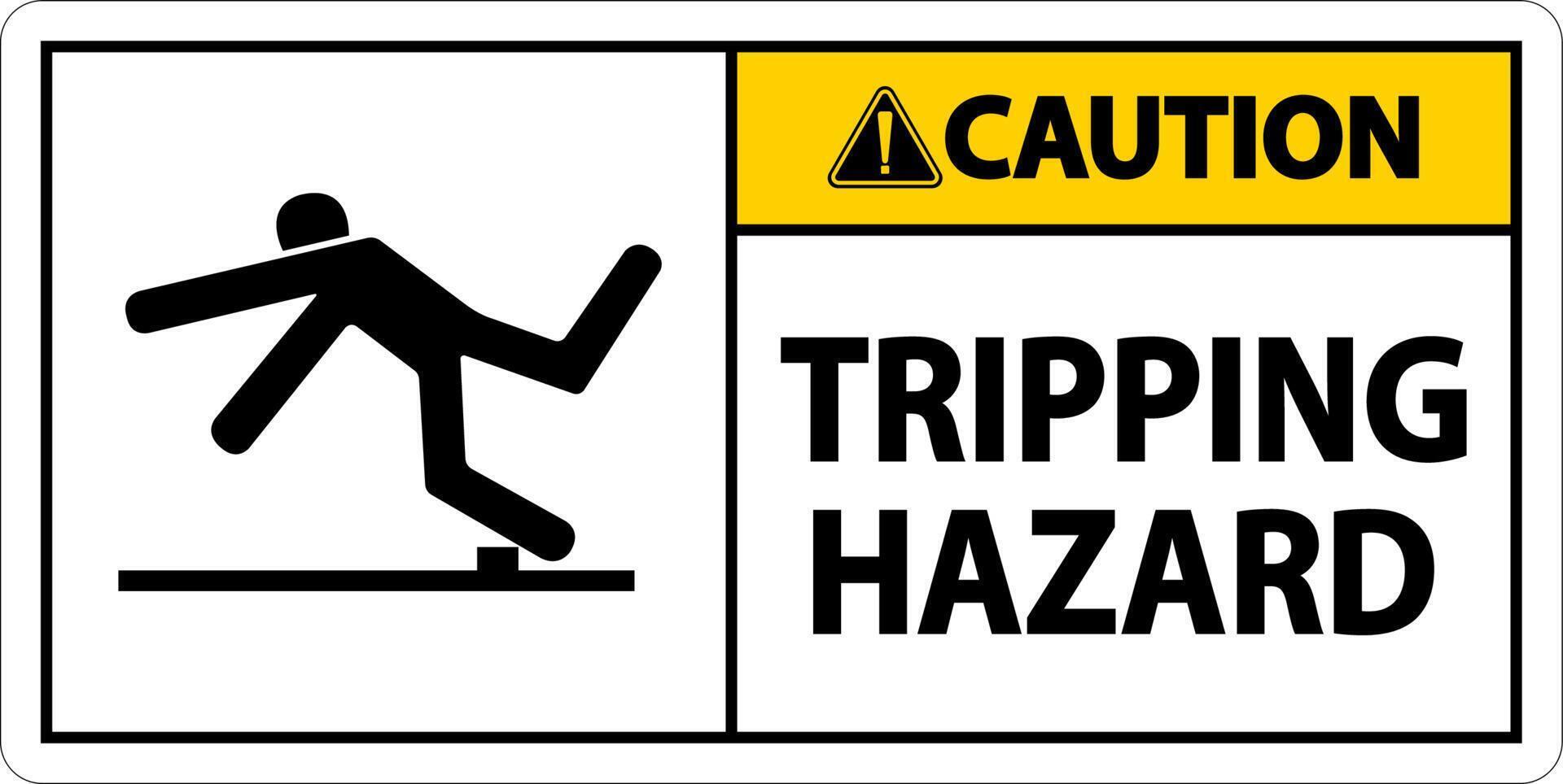 Caution Tripping Hazard Sign On White Background vector