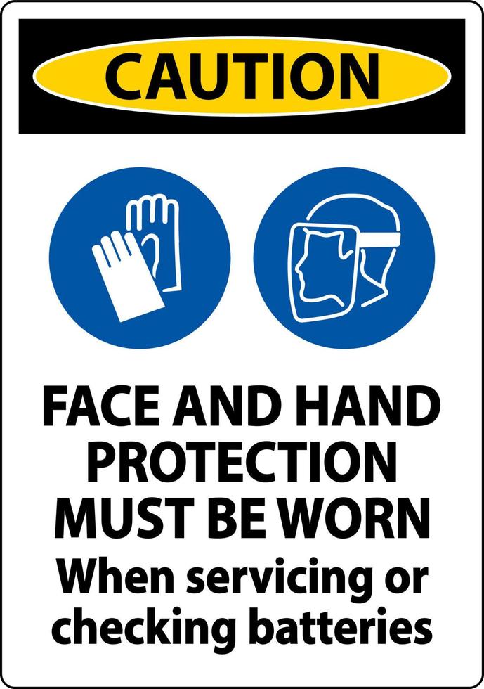 Caution When Servicing Batteries Sign On White Background vector