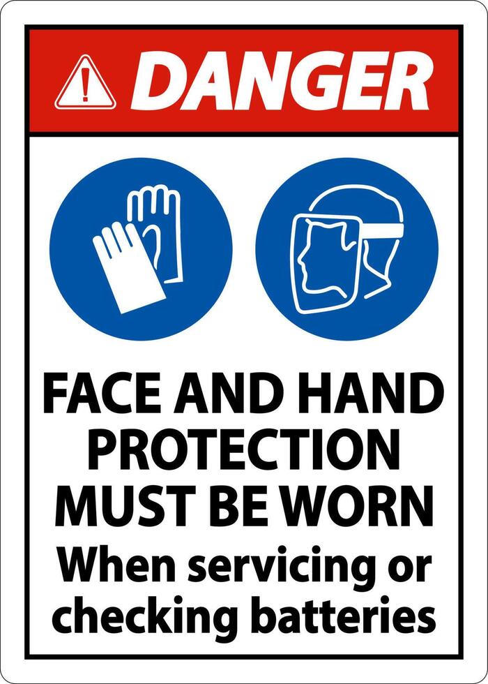 Danger When Servicing Batteries Sign On White Background vector