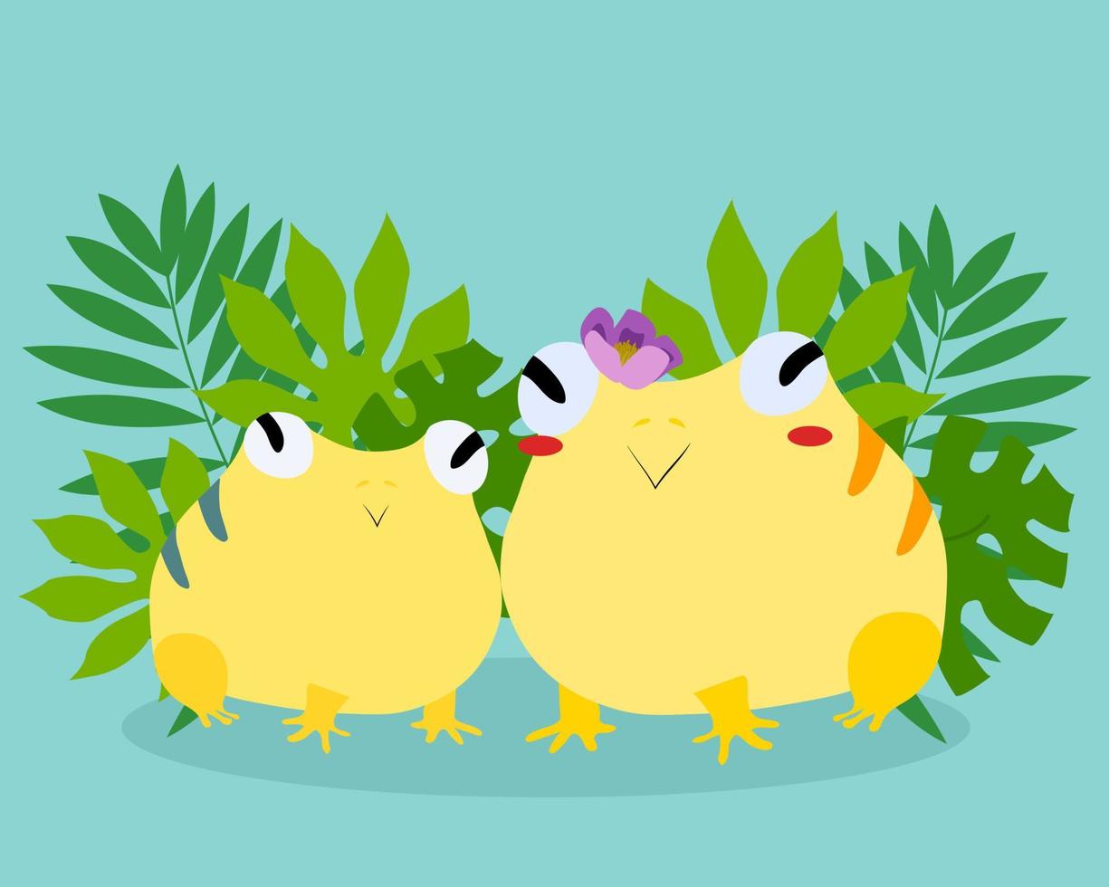 Little yellow frogs vector
