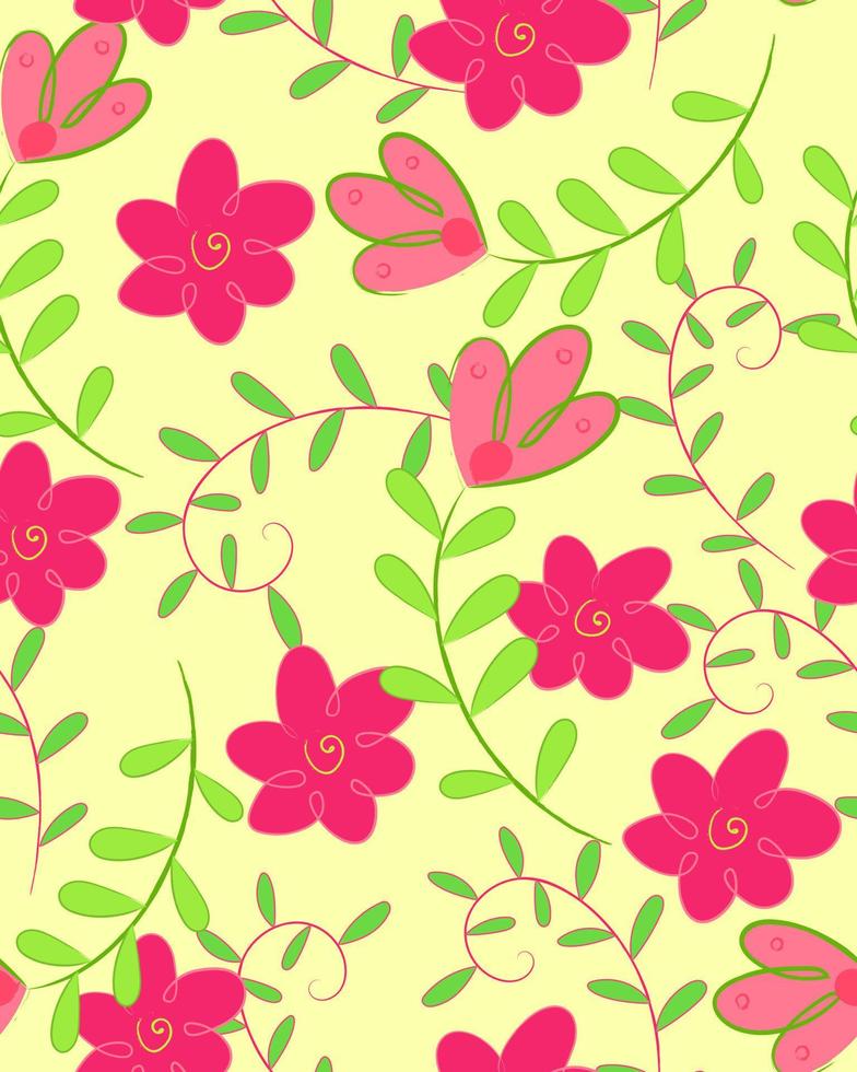 Pattern with green spring flowers vector