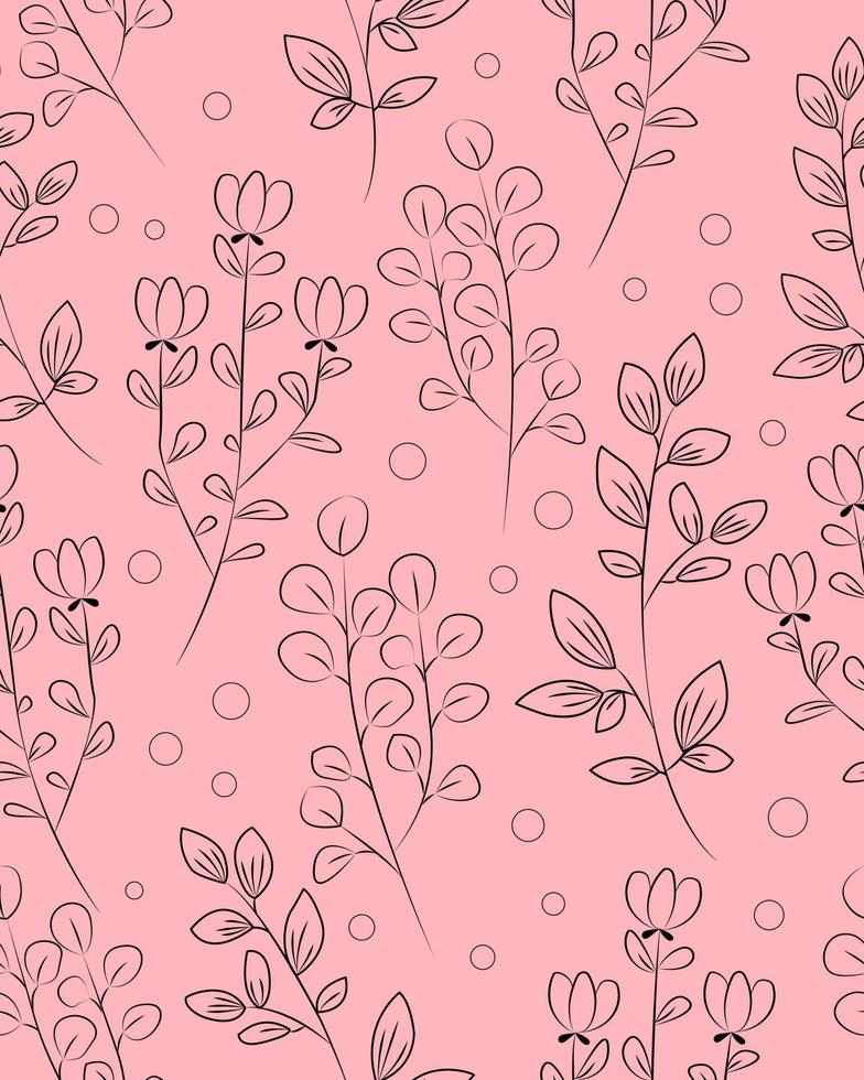 patrón rosa con flores de lina art vector