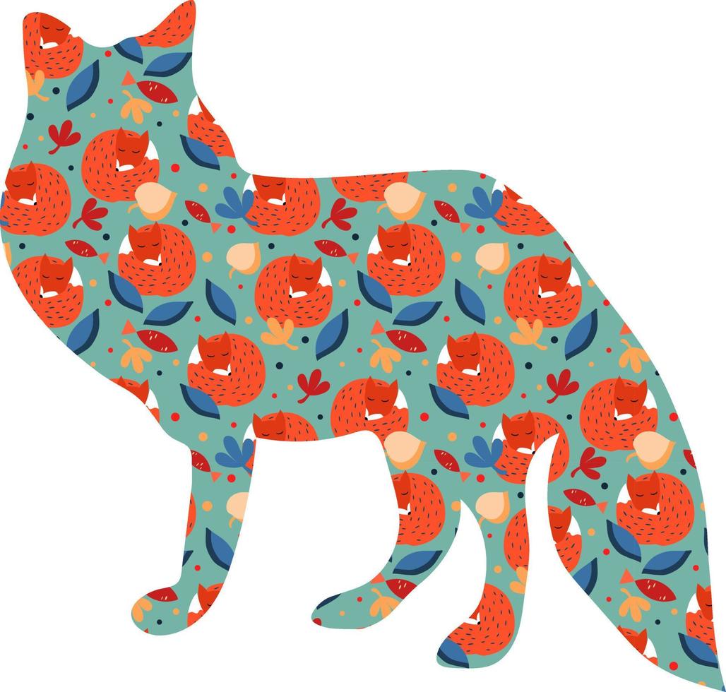 Silhouette Fox with botanic vector