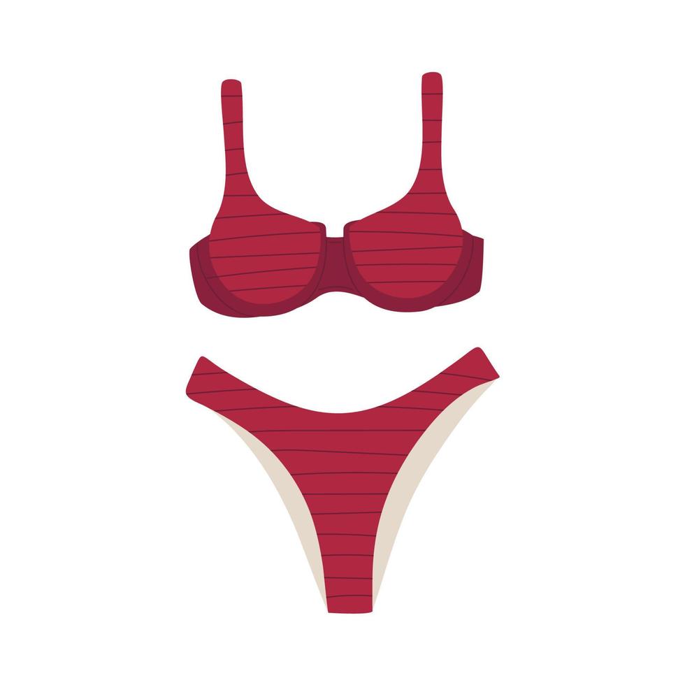 Red bikini swimsuit with stripes vector