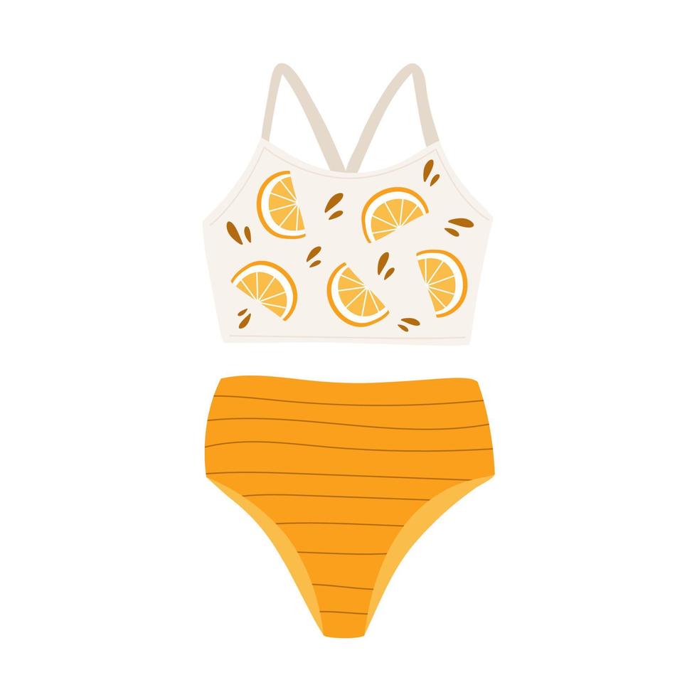 traje de baño bikini con rayas y naranja vector