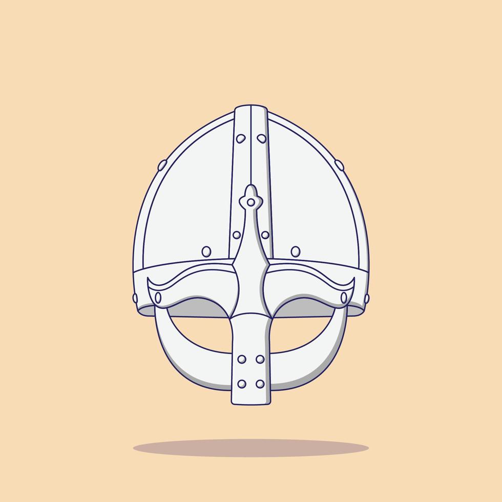 Viking Helmet Vector Icon Illustration. Medieval Armor Vector. Flat Cartoon Style Suitable for Web Landing Page, Banner, Flyer, Sticker, Wallpaper, Background