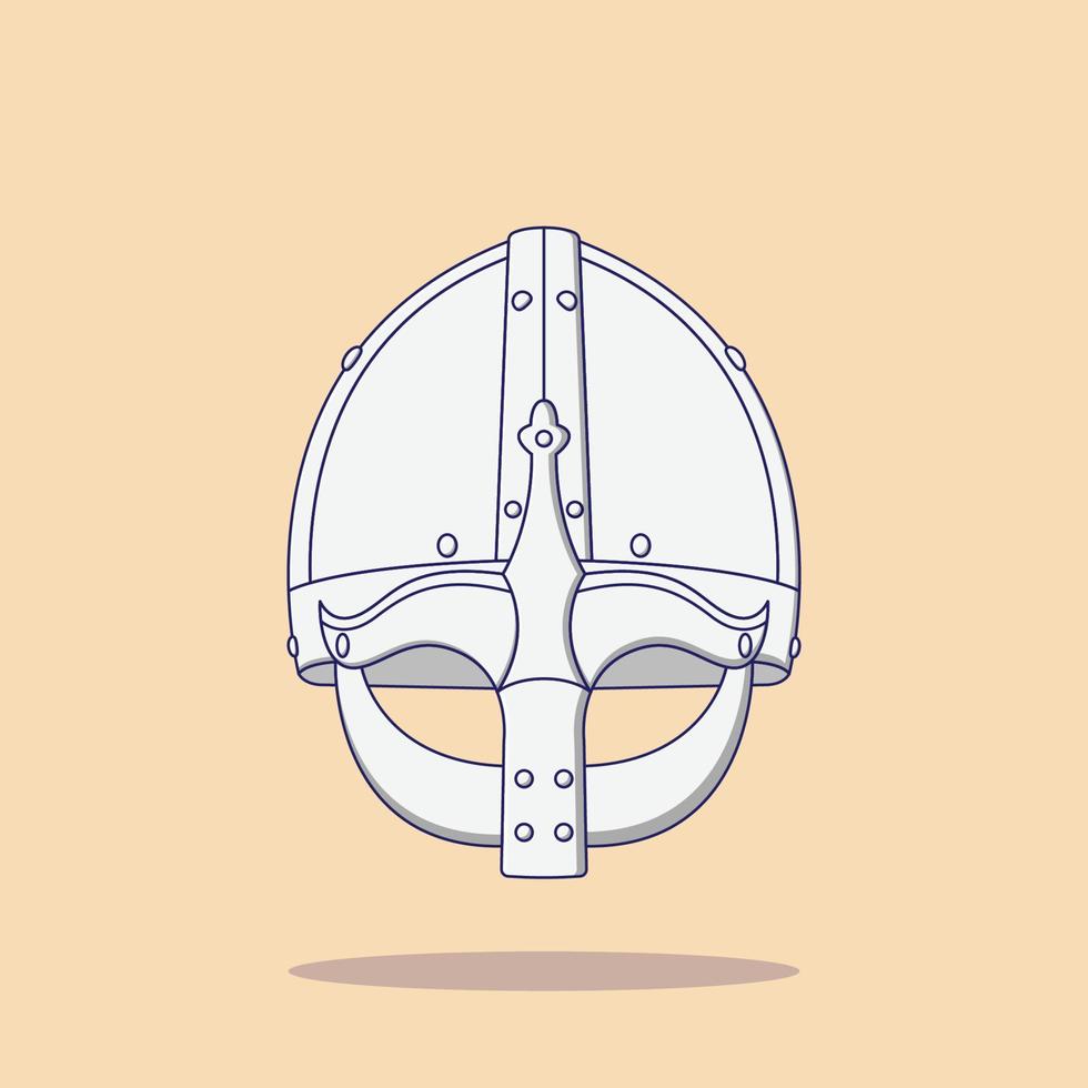 Ilustración de icono de vector de casco vikingo. vector de armadura medieval. estilo de caricatura plano adecuado para la página de inicio web, pancarta, volante, pegatina, papel tapiz, fondo