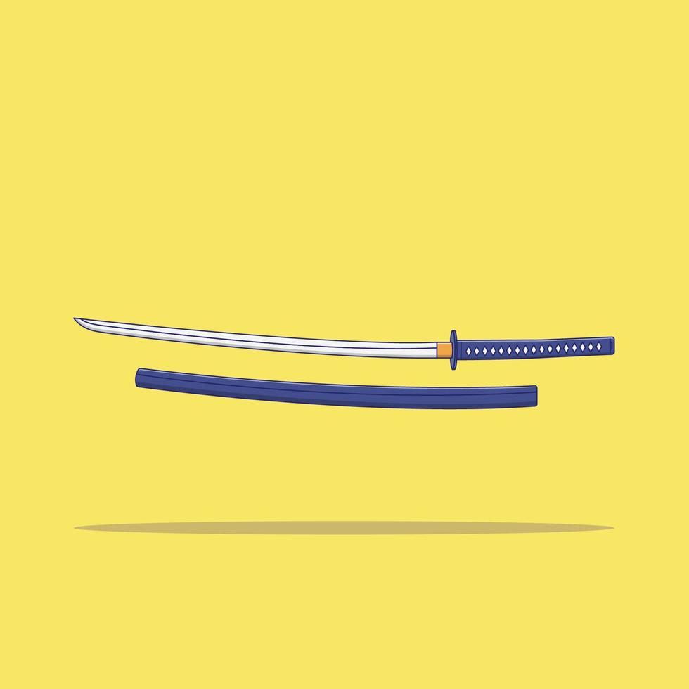 Katana Vector Icon Illustration. Samurai Sword Vector. Flat Cartoon Style Suitable for Web Landing Page, Banner, Flyer, Sticker, Wallpaper, Background