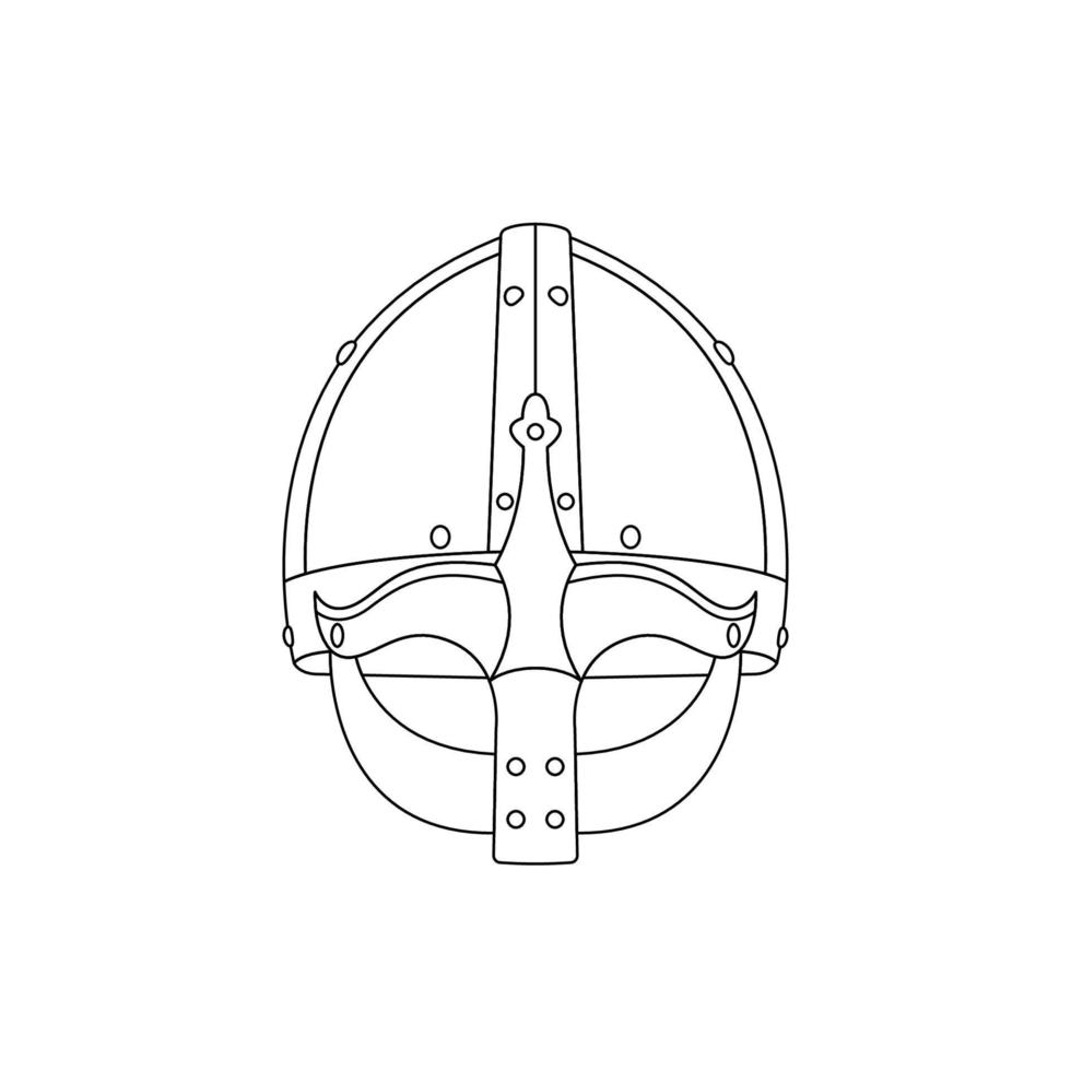Viking Helmet Outline Icon Illustration on Isolated White Background vector