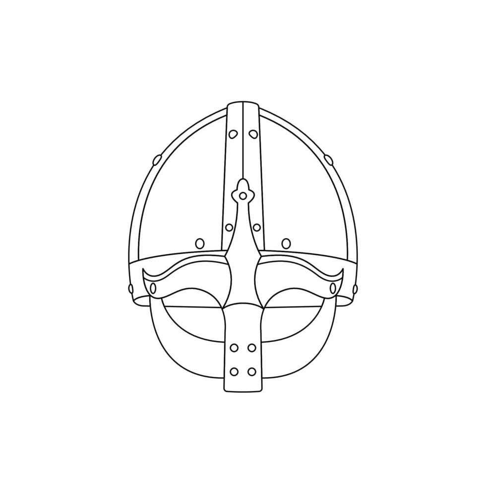 Viking Helmet Outline Icon Illustration on Isolated White Background vector