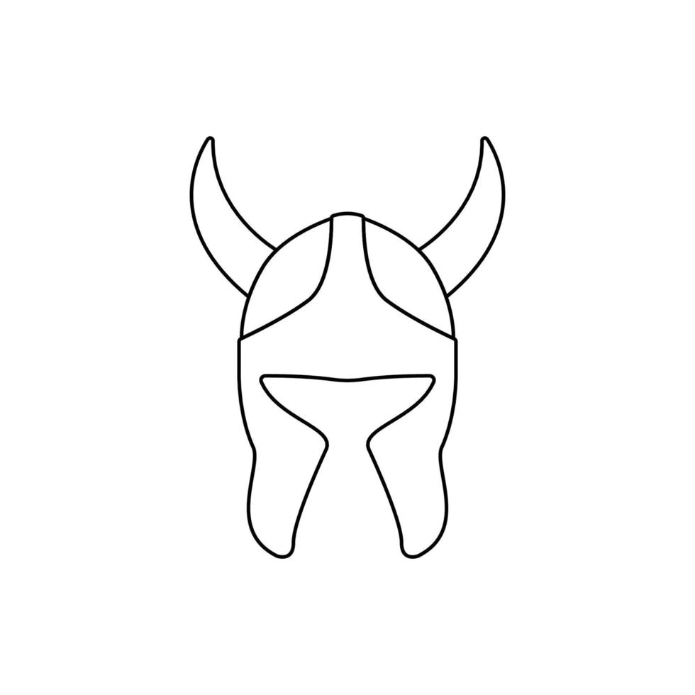 ilustración de icono de contorno de casco vikingo sobre fondo blanco aislado vector