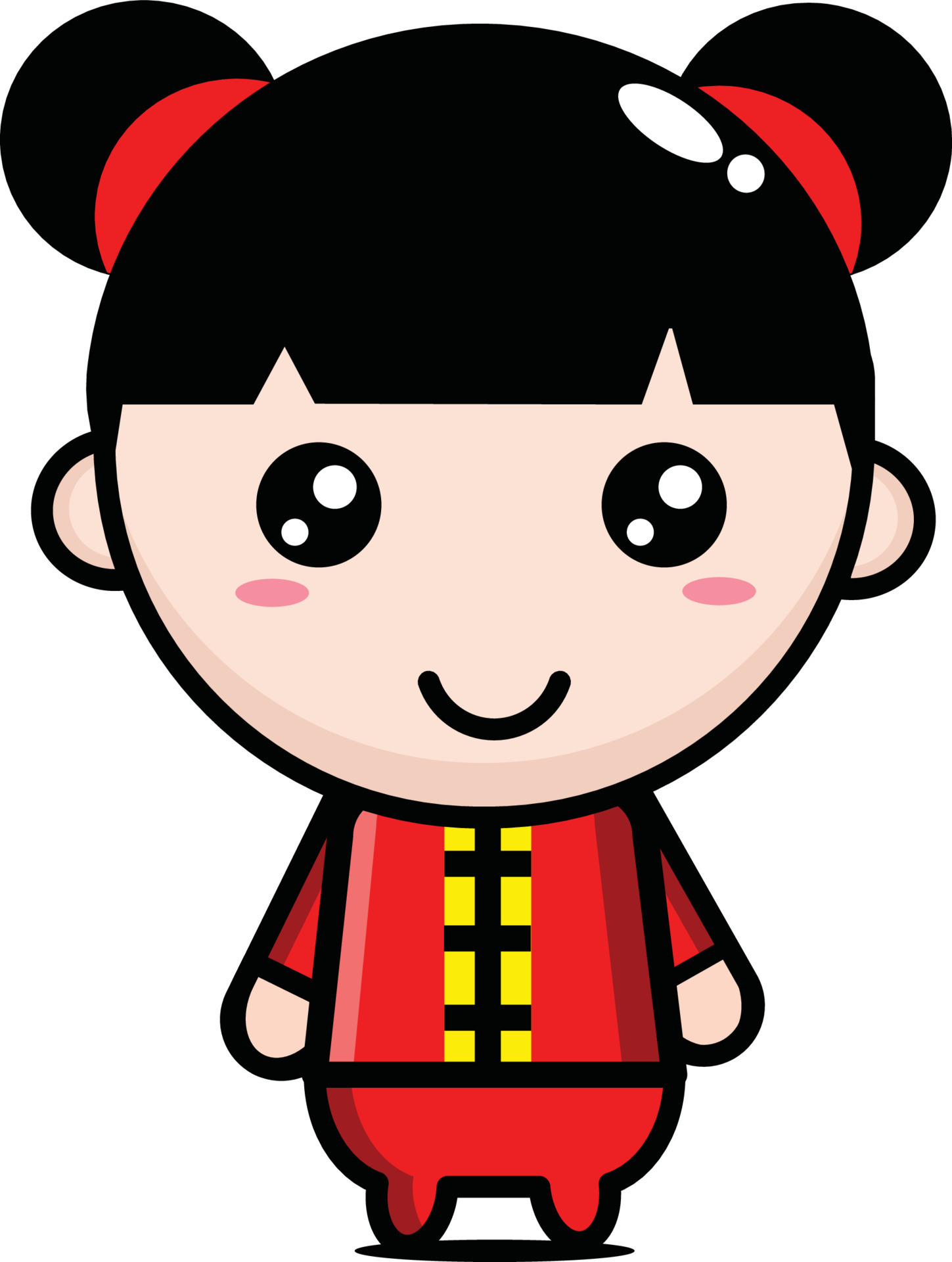 Female cartoon character in traditional Chinese New Year costume 7798392  Vector Art at Vecteezy