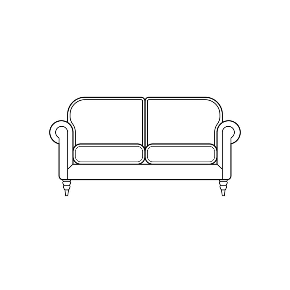 Sofa Outline Icon Illustration on Isolated White Background vector
