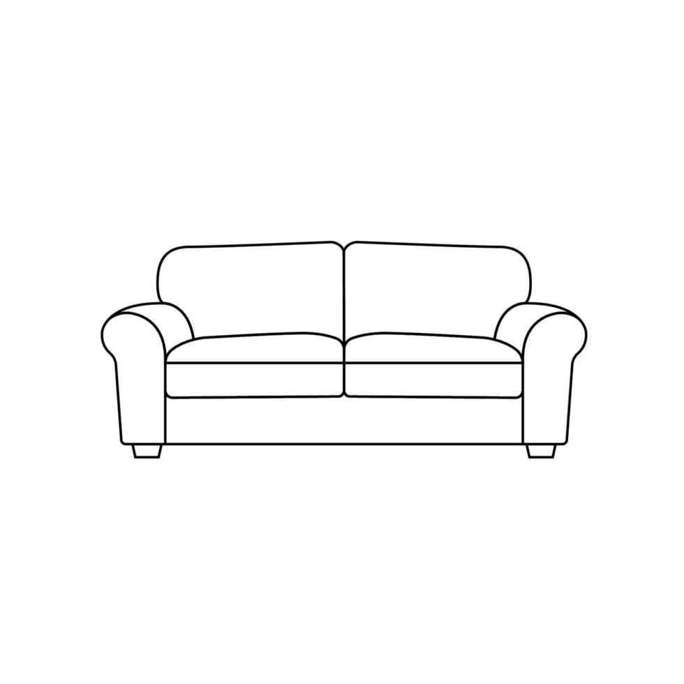 Sofa Outline Icon Illustration on Isolated White Background vector