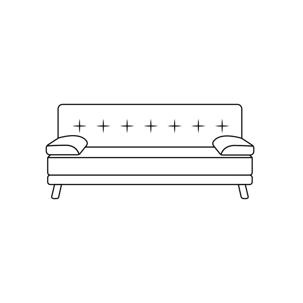 ilustración de icono de contorno de sofá sobre fondo blanco aislado vector