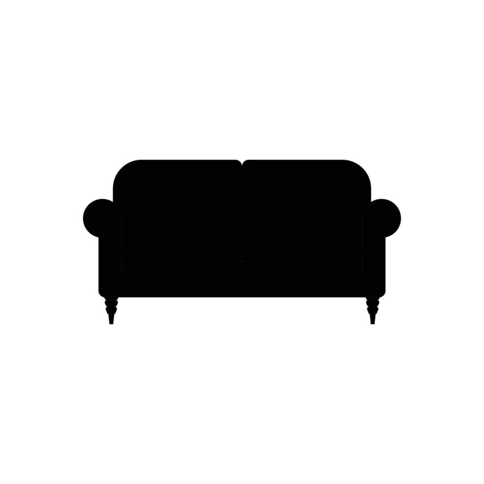 Sofa Silhouette. Black and White Icon Design Element on Isolated White Background vector