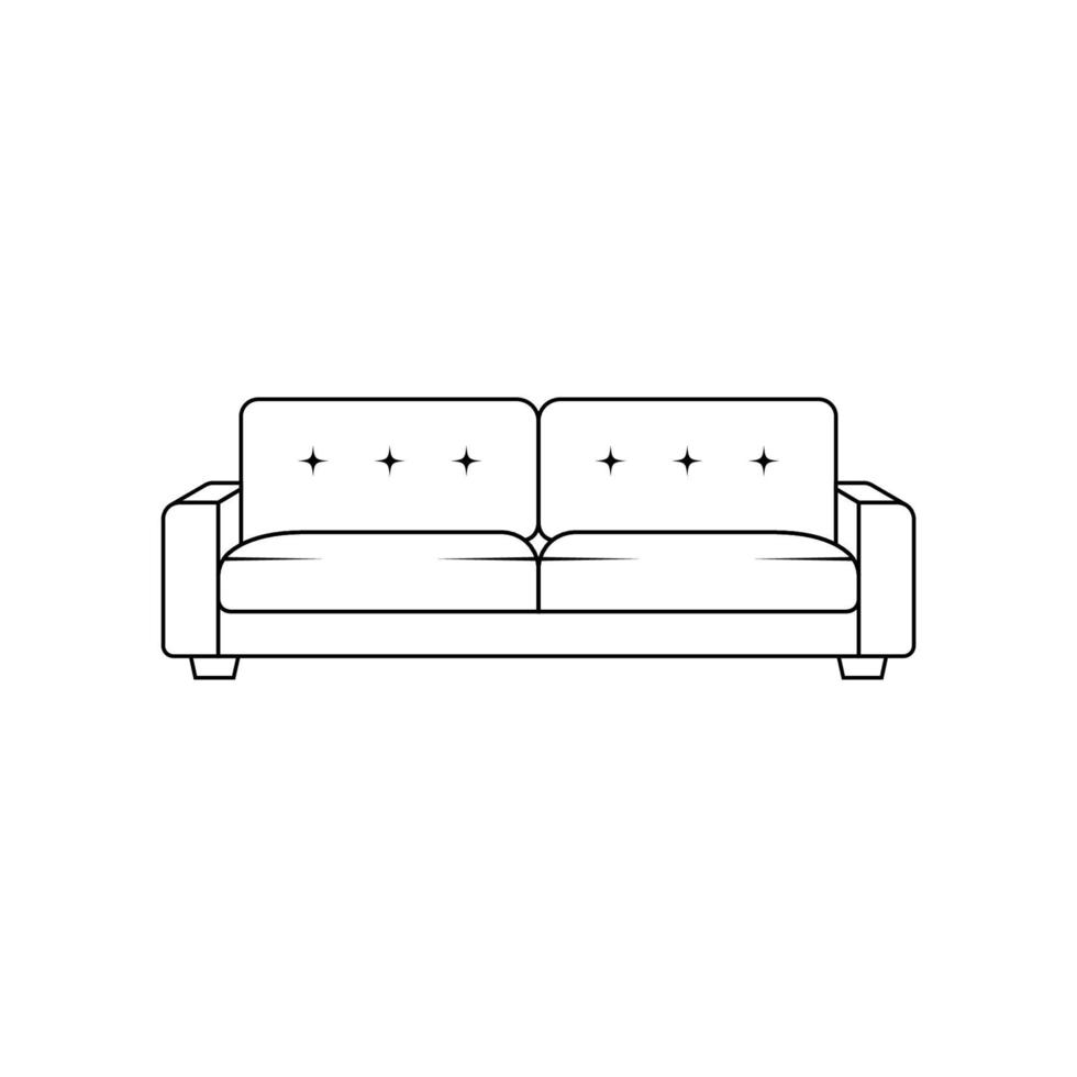Sofa Outline Icon Illustration on Isolated White Background vector