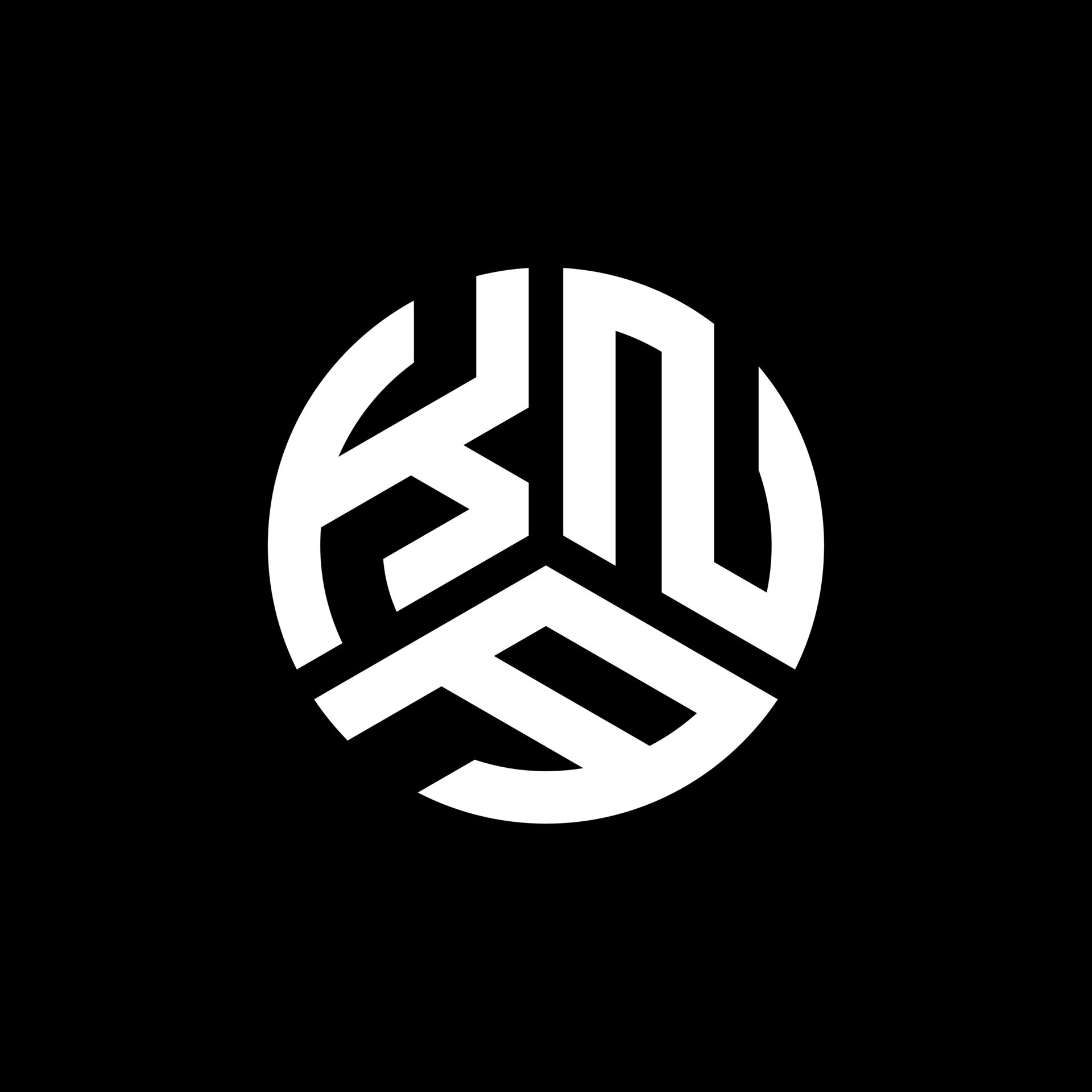 KNA letter logo design on black background. KNA creative initials