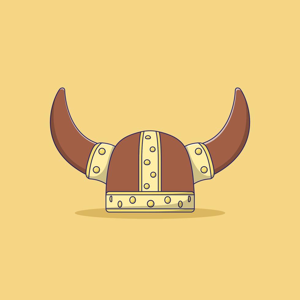 Viking Helmet Vector Icon Illustration. Medieval Vector. Flat Cartoon Style Suitable for Web Landing Page, Banner, Flyer, Sticker, Wallpaper, Background