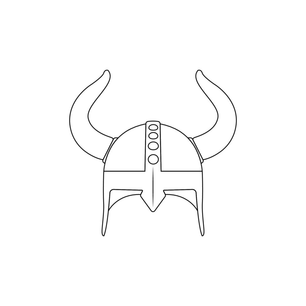 Viking Helmet Outline Icon Illustration on Isolated White Background vector