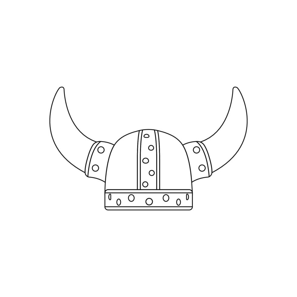 Viking Helmet Outline Icon Illustration on Isolated White Background vector