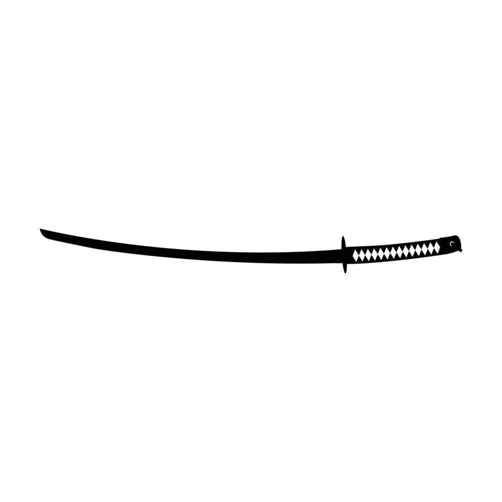 espada katana con silueta de vaina. elemento de diseño de icono en blanco y negro sobre fondo blanco aislado vector