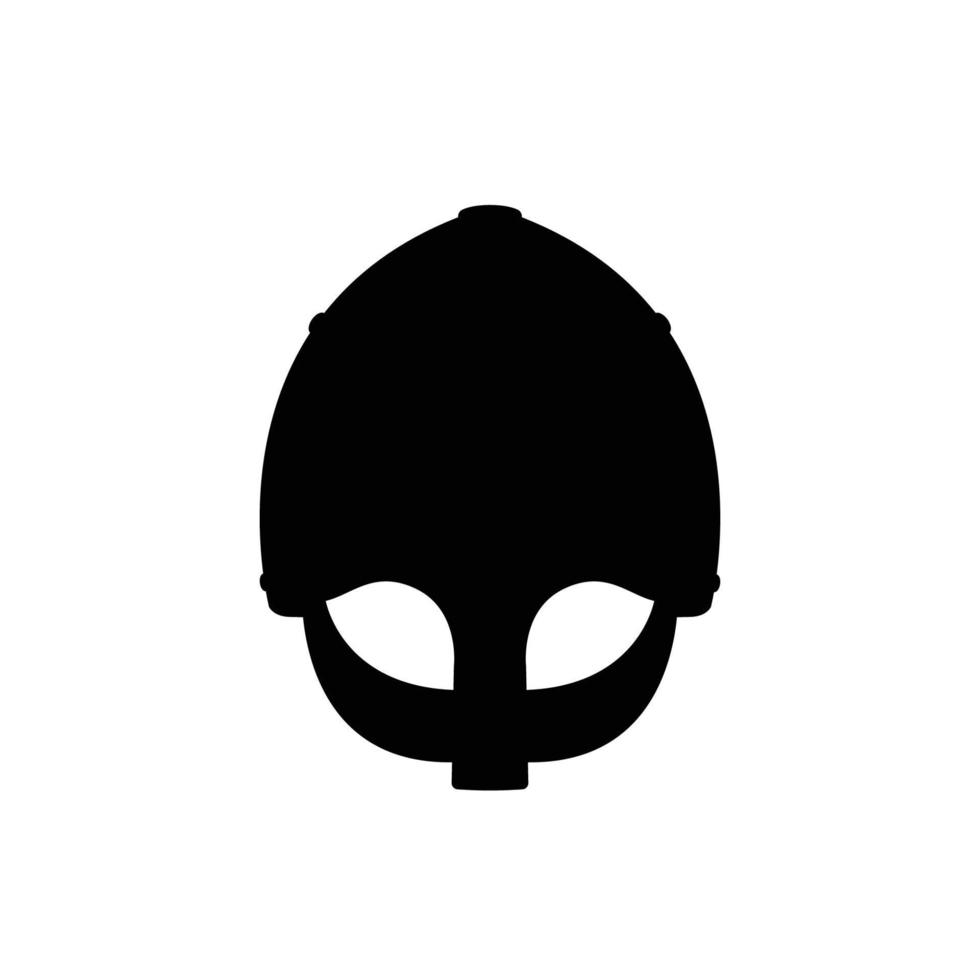 Viking Helmet Silhouette. Black and White Icon Design Element on Isolated White Background vector