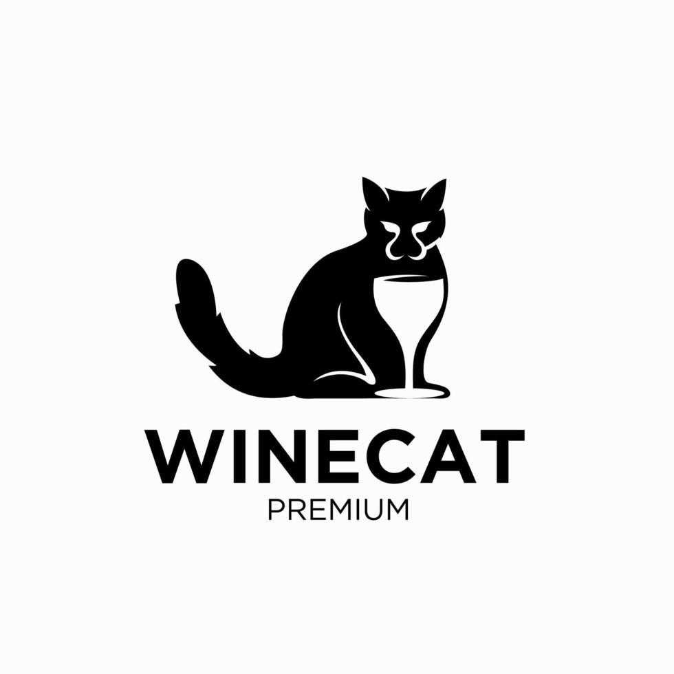 black cat logo design template vector