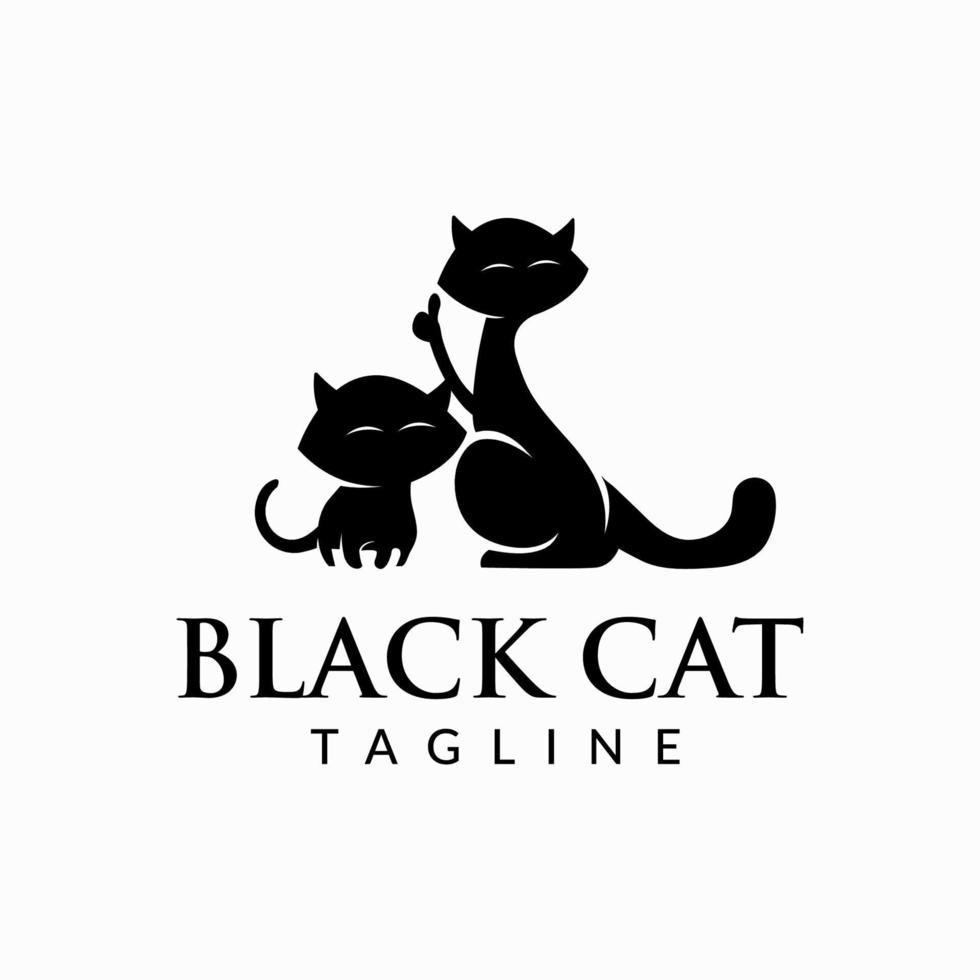 black cat logo design template vector