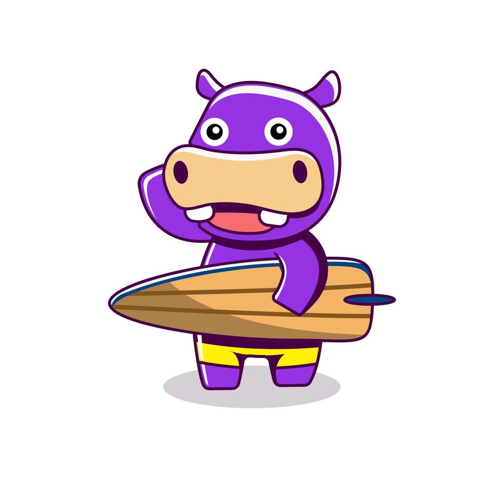 Cute hippopotamus summer mascot vector