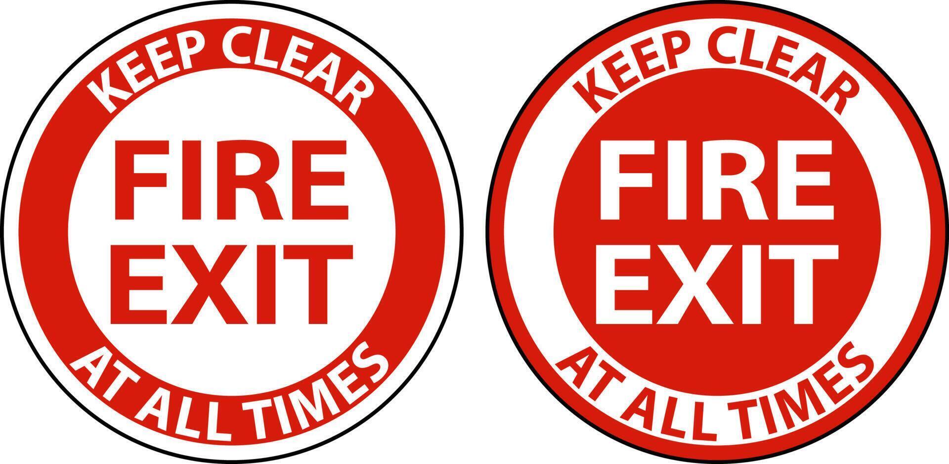 Fire Exit Keep Clear Floor Sign On White Background vector