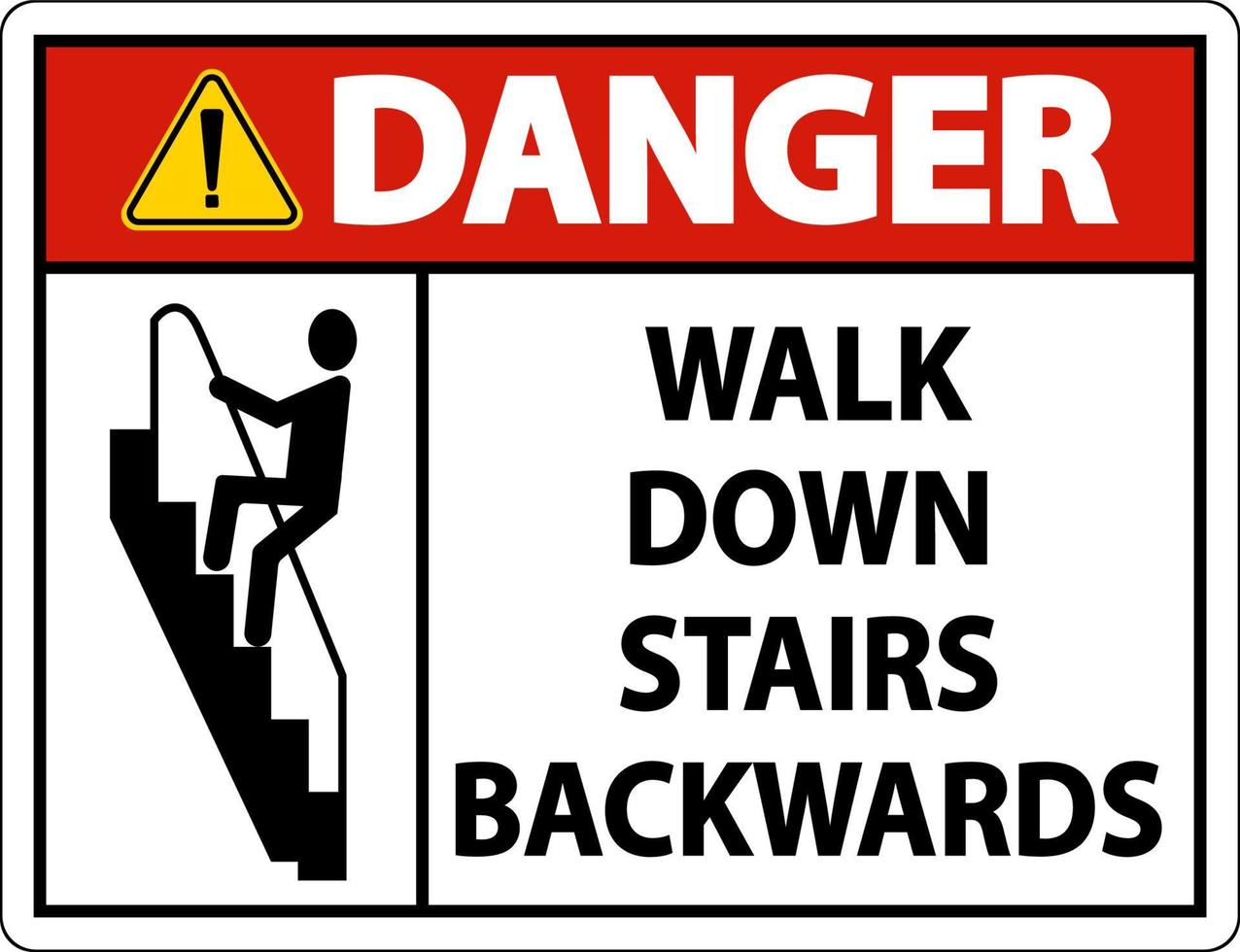 Danger Walk Down Stairs Backwards Sign vector