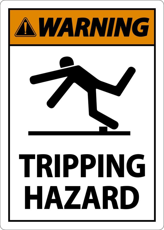 Warning Tripping Hazard Sign On White Background vector